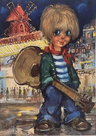 Art work by T.  Michel   Musicista del Moulin Rouge  - print paper 